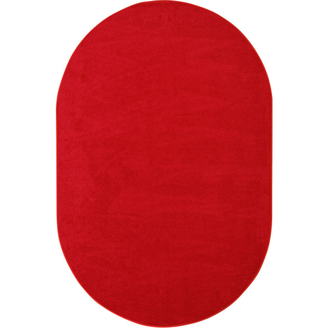 JOY CARPETS & CO. 80QQ-07 Joy Carpets Kids Essentials Oval Area Rug, Endurance, 6ft x 9ft, Red