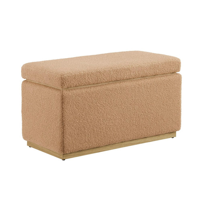 LINON HOME DECOR PRODUCTS, INC Linon OFDP2967  Brenock Sherpa Rectangle Storage Ottoman, 18inH x 32inW x 16inD, Tan/Natural