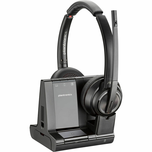 HP INC. Poly 7S4B5AA#ABA  Savi 8220 Office Stereo DECT 1920-1930 MHz Headset - Microsoft Teams Certification - Stereo - Wireless - DECT - 590 ft - 32 Ohm - 20 Hz - 20 kHz - On-ear - Binaural - Ear-cup - Noise Cancelling Microphone - Black