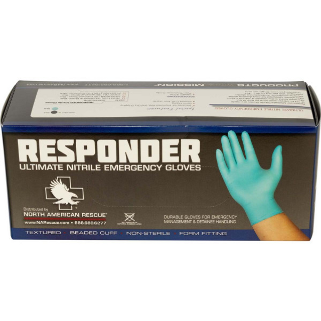 North American Rescue 70-0315 Responder Blue Nitrile Gloves - Box of 100 North American Rescue 70-0315 Responder Blue Nitrile Gloves - Box of 100