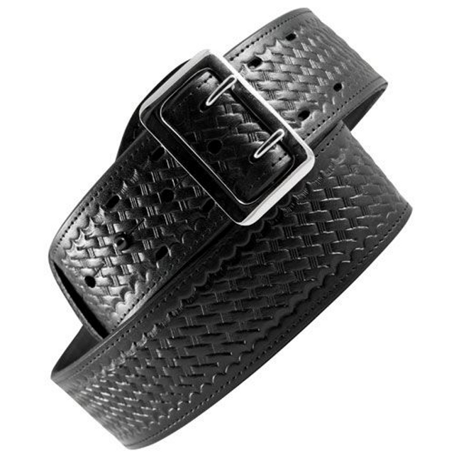 Boston Leather 6601-3-32-GLD 2.25 American Value Line Sam Browne Belt Basketweave With Gold Buckle Size 32