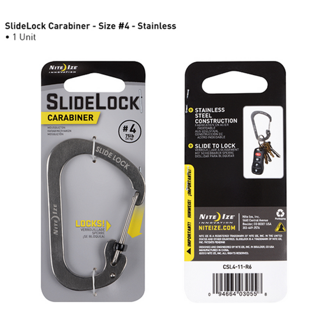 Nite-Ize CSL4-11-R6 Carabiner Slidelock Steel #4 Nite-Ize CSL4-11-R6 Carabiner Slidelock Steel #4