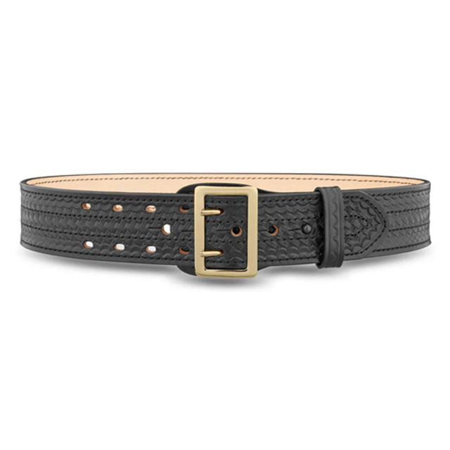 Dutyman 4021-54-9072 2-1/4"" Basketweave Leather Sam Brown 4 Row Stitch Duty Belt with Solid Brass Gold Buckle Dutyman 4021-54-9072 2-1/4"" Basketweave Leather Sam Brown 4 Row Stitch Duty Belt with Solid Brass Gold Buckle