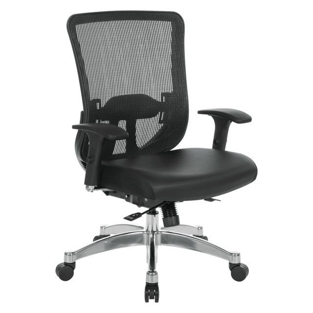 OFFICE STAR PRODUCTS Office Star 889-E3T17C63C  Space Seating 889 Series Ergonomic Mesh/Bonded Leather Mid-Back Chair, Black