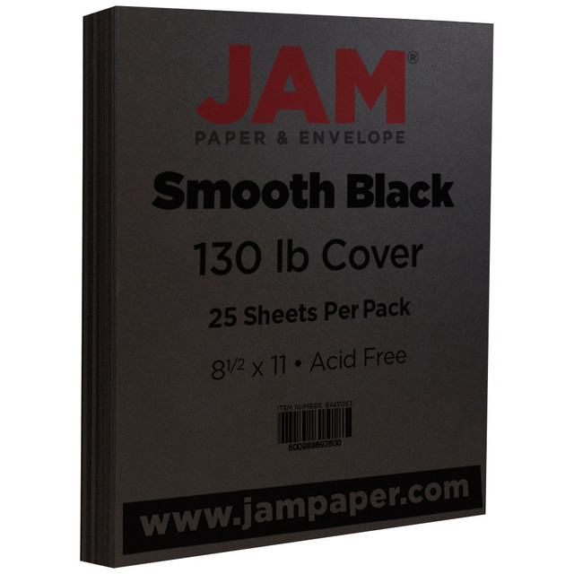 JAM PAPER AND ENVELOPE JAM Paper 296731638  Card Stock, Black, Letter (8.5in x 11in), 130 Lb, Pack Of 25