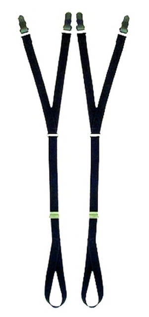 Hero's Pride Shirt Holders Adjustable w/ Button Clasp & Foot Loop Y-Style Strap - Black Hero's Pride Shirt Holders Adjustable w/ Button Clasp & Foot Loop Y-Style Strap - Black