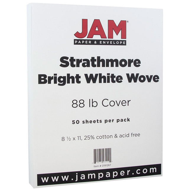 IMSI SOFTWARE PUBLISHING 191267 JAM Paper Card Stock, Strathmore Bright White Wove, Letter (8.5in x 11in), 88 Lb, Pack Of 50 IMSI SOFTWARE PUBLISHING 191267 JAM Paper Card Stock, Strathmore Bright White Wove, Letter (8.5in x 11in), 88 Lb, Pack Of 50