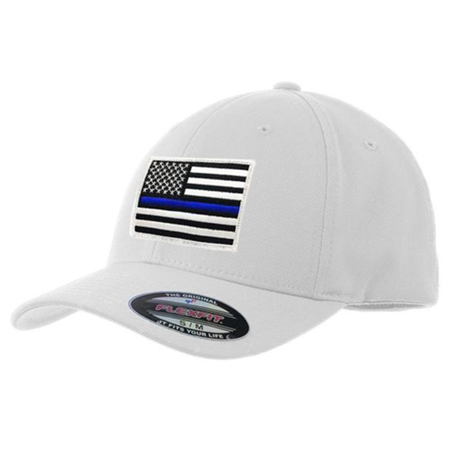 Thin Blue Line FLEX-TBL-WHITE-SMALL Flexfit Hat - Thin Blue Line American Flag Thin Blue Line FLEX-TBL-WHITE-SMALL Flexfit Hat - Thin Blue Line American Flag