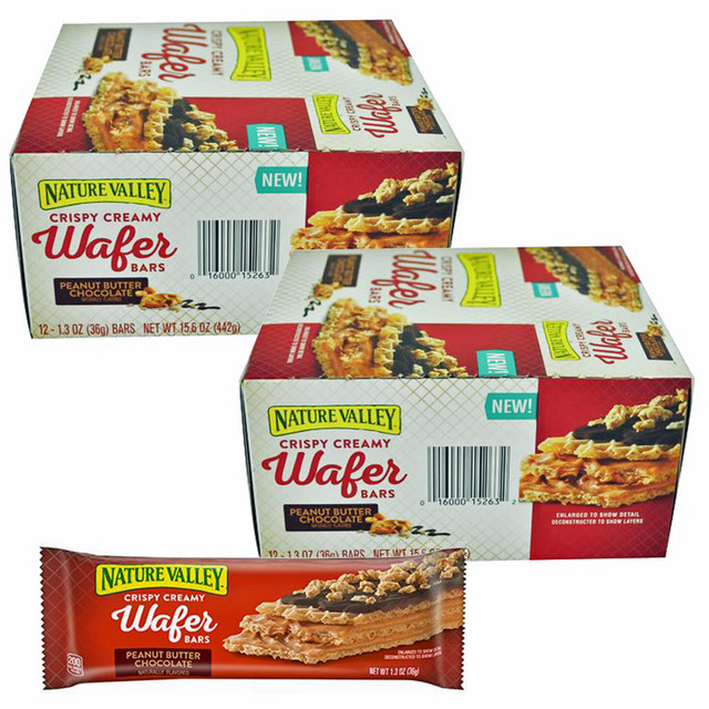 GENERAL MILLS, INC. NATURE VALLEY 15263000  Peanut Butter Chocolate Wafer Bars,1.3 Oz, Carton Of 12