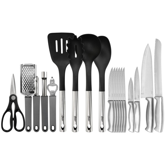 GIBSON OVERSEAS INC. Oster 995118087M  19-Piece Nylon And Stainless Steel Kitchen Tool And Utensil Set, Black