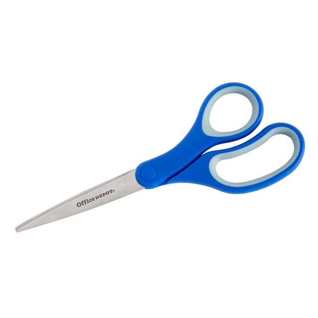 OFFICE DEPOT OM97615 Brand Soft Handle Stainless Steel Scissors, 8in, Straight, Blue/Gray OFFICE DEPOT OM97615 Brand Soft Handle Stainless Steel Scissors, 8in, Straight, Blue/Gray