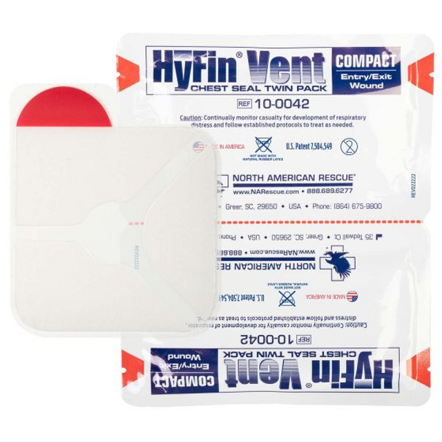 North American Rescue 10-0042 HyFin Vent Compact Chest Seal - Twin Pack