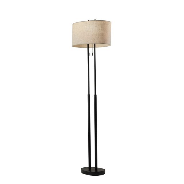 ADESSO INC 4016-26 Adesso Duet Floor Lamp, 64inH, Taupe Shade/Antique Bronze Base