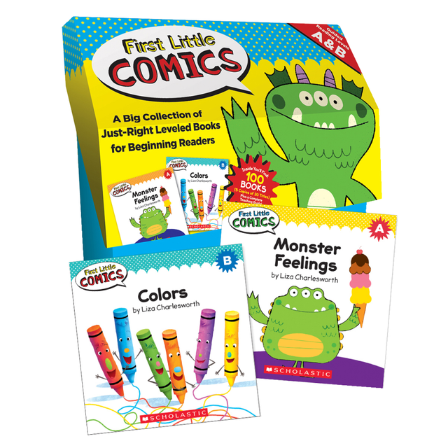 Encourage reading while building up your classrooms library with these laugh-out-loud books. The easy-to-read text helps ensure that young readers stay on pace, while the fun characters are sure to bring a smile to readers faces.  Fun way to build up reading skills and confidence in young students.  Colorful characters, such as pigs, pumpkins, super heroes and more, keep kids interested and motivated.  Kid-friendly text is easy to read, even for introductory students.  Designed for children from 4 to 7 years old. Stories are guided reading levels A and B and have been leveled by a reading expert.  Pack of 100 books includes 5 each of 20 titles.