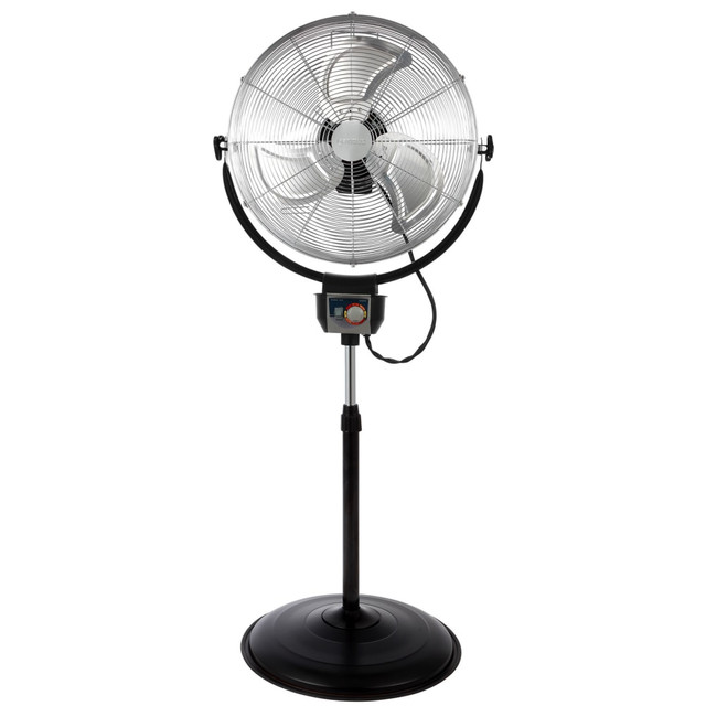 OPTIMUS ENTERPRISE, INC. 995105309M Optimus 20in Adjustable Industrial-Grade HV Oscillating Stand Fan With Chrome Grill, 30in x 24in, Black