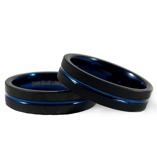 Thin Blue Line WOM-RING-TBL-BLACK-75 Women's Thin Blue Line Ring