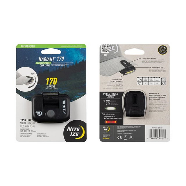 Nite-Ize R170RC-01-R7 Radiant 170 Rechargeable Clip Light - Black Nite-Ize R170RC-01-R7 Radiant 170 Rechargeable Clip Light - Black