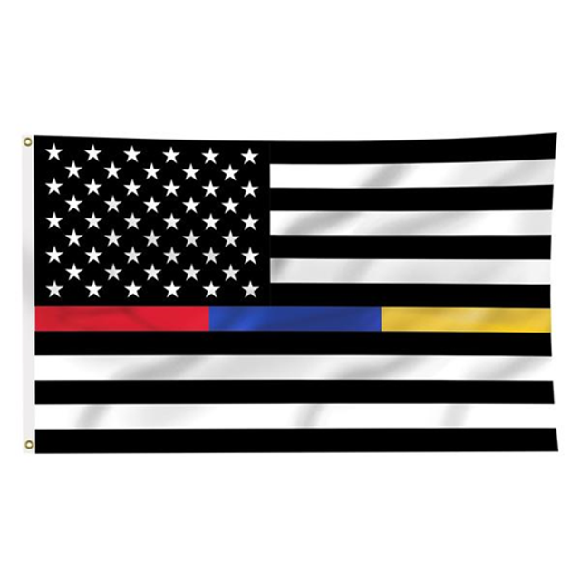 Thin Blue Line GBR-AMERICAN-3X5 Gold/Blue/Red Line American Flag, 3 x 5 Ft