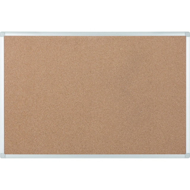 BI-SILQUE VISUAL COMM.PROD. CA03409214 Bi silque Ayda Cork Bulletin Board, 24in x 36in, Aluminum Frame With Silver Finish