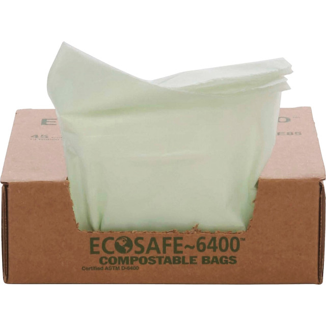 STOUT E2430E85 EcoSafe-6400 Compostable Compost Bags, 0.85 mil, 13-Gallon, Green, Box Of 45