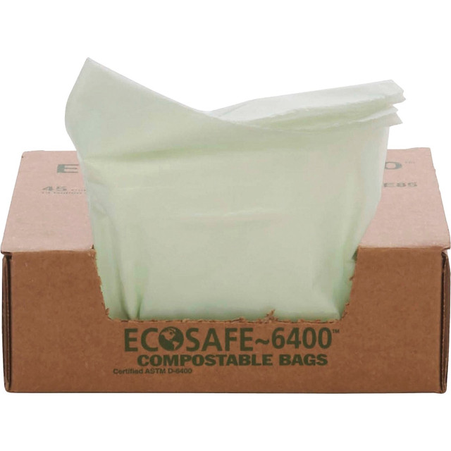 STOUT E2430E85 EcoSafe-6400 Compostable Compost Bags, 0.85 mil, 13-Gallon, Green, Box Of 45
