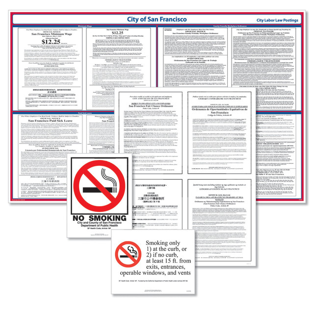 TAX FORMS PRINTING, INC. ESF006 ComplyRight City Poster Bundle, Multilingual, San Francisco, California