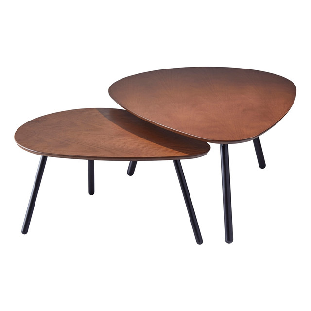 ADESSO INC WK2125-15 Adesso Hendrix Nesting Tables, Oval, Walnut Oak/Black, Set Of 2 Tables