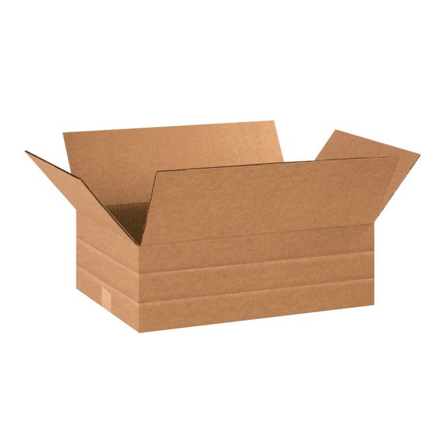 B O X MANAGEMENT, INC. MD18126 Partners Brand Multi-Depth Corrugated Boxes, 18in x 12in x 6in, Scored 4in, 2in, Kraft, Pack Of 25