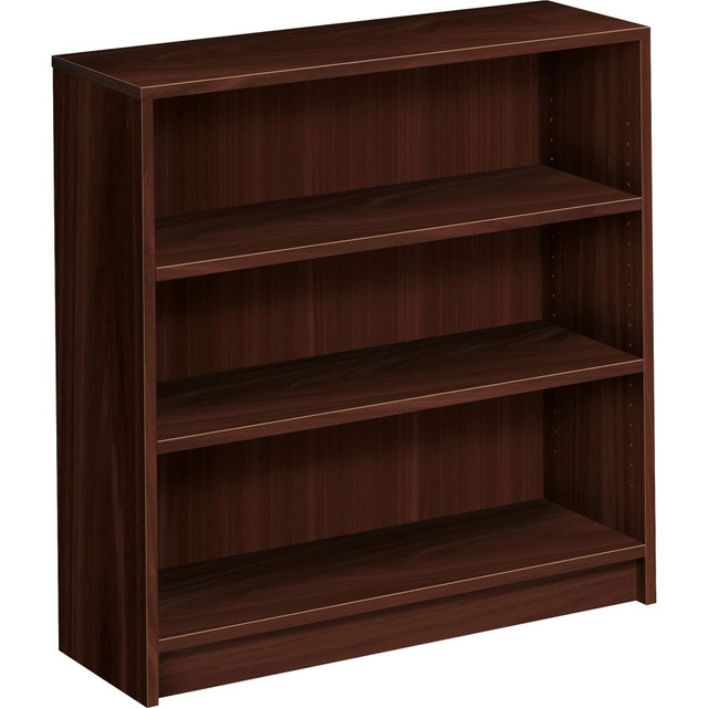 HNI CORPORATION HON 1872N  1870-Series Laminate Modular Shelving Bookcase, 3 Shelves (2 Adjustable), 36inH x 36inW x 11-1/2inD, Mahogany