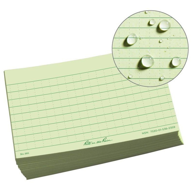 Rite in the Rain 991 Universal Index Cards - 3 x 5 - Green Rite in the Rain 991 Universal Index Cards - 3 x 5 - Green