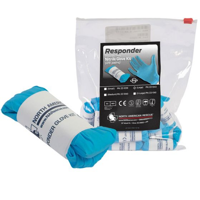North American Rescue ZZ-1061 Responder Blue Nitrile Gloves - Pack of 25 North American Rescue ZZ-1061 Responder Blue Nitrile Gloves - Pack of 25