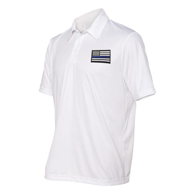 Thin Blue Line TBL-POLO-SPORT-WHITE-XXXL Polyester Sport Polo - Thin Blue Line Flag