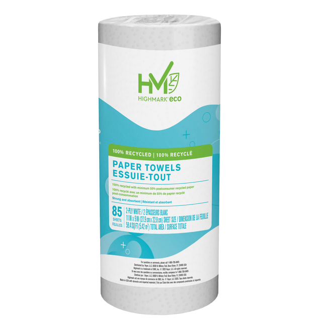 OFFICE DEPOT 4497A1 Highmark ECO 2-Ply Paper Towels, 100% Recycled, 85 Sheets Per Roll, Case Of 30 Rolls