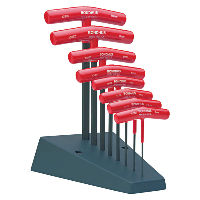 Bondhus 116-13389  8-Piece T-Handle Ball End Hex Driver Set with Stand, Metric