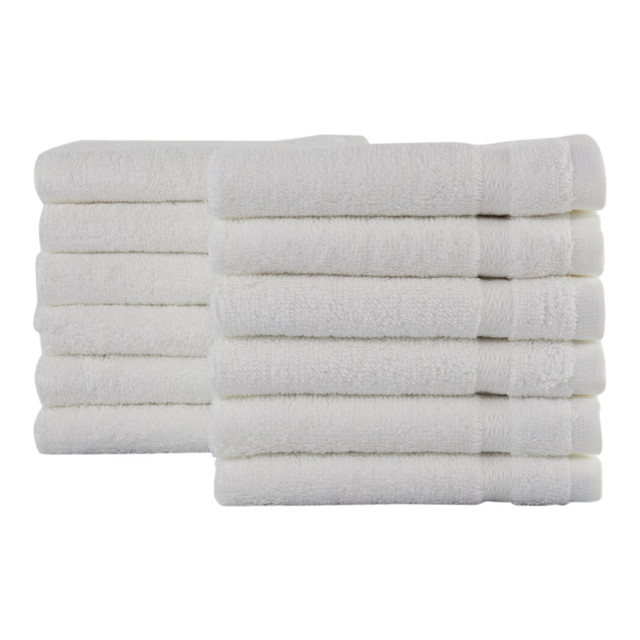 Crafted from ringspun cotton, the 1888 Mills Crown Touch Washcloths offer a soft feel and optimal absorbency. The washcloths are a welcome addition to your guests rooms, as well as by the pool, in the gym or at the beach.  Ideal for poolside, bathrooms, beach or gym use.  Crafted from 100% ringspun cotton loops for optimal absorbency and a soft feel.  Designed to produce less lint when laundered.  Single traditional narrow dobby border.  Machine wash warm, do not bleach. Tumble dry low, do not iron and do not dry clean.