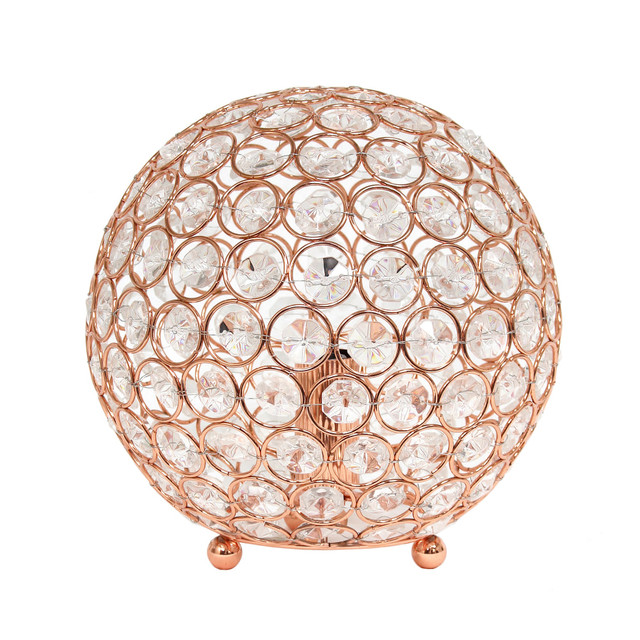 ALL THE RAGES INC Lalia Home LHT-3009-RG  Elipse Glamorous Crystal Orb Table Lamp, 8inH, Rose Gold