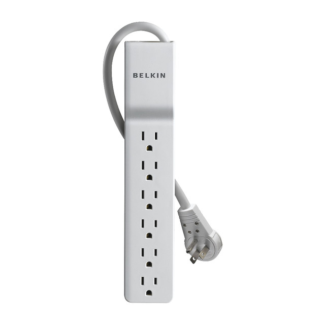 BELKIN, INC. Belkin BE106001-06R  6 Outlet Home/Office Surge Protector - Rotating Plug - 6 foot Cable -White - 720 Joules - 6 - 720 J