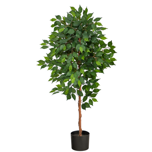 NEARLY NATURAL INC. T1579 Nearly Natural Ficus 48inH Artificial Plant With Planter, 48inH x 25inW x 12inD, Green/Black