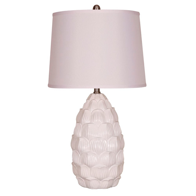 ALL THE RAGES INC Elegant Designs LT3215-WHT  Resin Table Lamp with Fabric Shade, 28inH, White