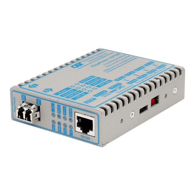 OMNITRON SYSTEMS TECHNOLOGY, INC. Omnitron 4355-20  FlexPoint 10/100 - Fiber media converter - 100Mb LAN - 10Base-T, 100Base-FX, 100Base-TX - RJ-45 / LC single-mode - up to 18.6 miles - 1310 nm