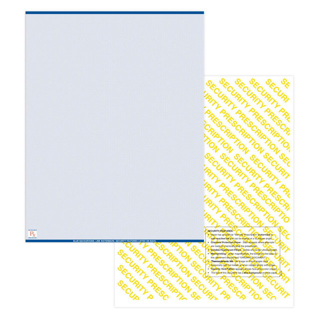TAYLOR CORP PRESLBL5000 Medicaid-Compliant High-Security Perforated Laser Prescription Forms, Full Sheet, 1-Up, 8-1/2in x 11in, Blue, Pack Of 5,000 Sheets TAYLOR CORP PRESLBL5000 Medicaid-Compliant High-Security Perforated Laser Prescription Forms, Full Sheet, 1-Up, 8-1/2in x 11in, Blue, Pack Of 5,000 Sheets
