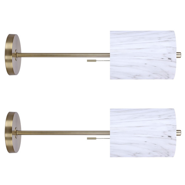 GRANDVIEW GALLERY LLC FL30-BOUNTY-DBL AUW2 LumiSource Bounty Contemporary Buffet Accent Lamps, 30in, White Marble Shade/Gold Base, Set Of 2 Lamps