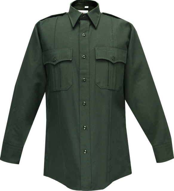 Flying Cross 35W77Z 06 16.5 36/37 Command Long Sleeve Shirt w/ Zipper & Traditional Collar - Spruce Green