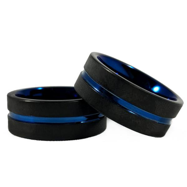 Thin Blue Line MEN-RING-TBL-BLACK-75 Men's Thin Blue Line Ring