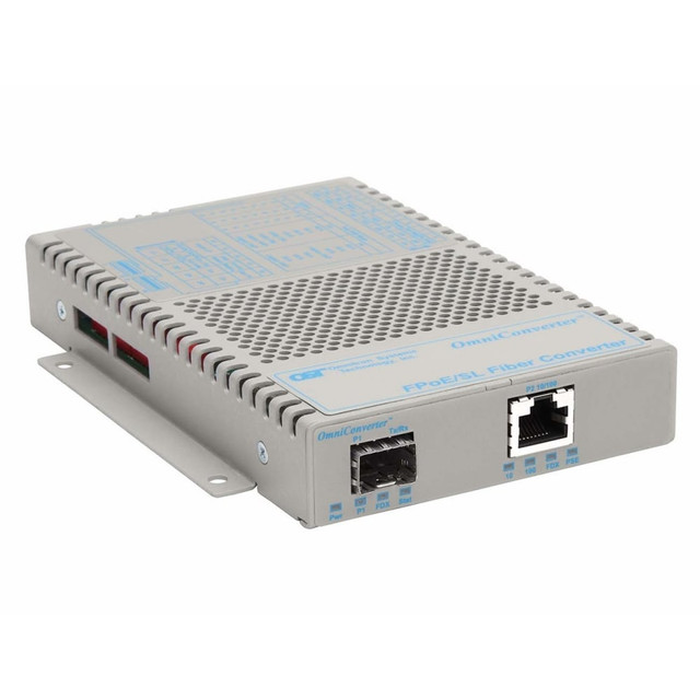 OMNITRON SYSTEMS TECHNOLOGY, INC. 9359-0-11W Omnitron OmniConverter SL 10/100 PoE Ethernet Fiber Media Converter Switch RJ45 SFP Wide Temp - 1 x 10/100BASE-TX; 1 x 100BASE-FX; US AC Powered; Lifetime Warranty