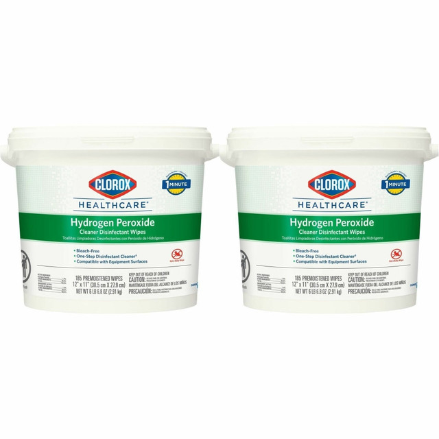 THE CLOROX COMPANY 30826CT Clorox Healthcare Hydrogen Peroxide Cleaner Disinfectant Wipes - Bleach-free, Antibacterial - White - 185 Tub - 2 / Carton THE CLOROX COMPANY 30826CT Clorox Healthcare Hydrogen Peroxide Cleaner Disinfectant Wipes - Bleach-free, Antibacterial - White - 185 Tub - 2 / Carton
