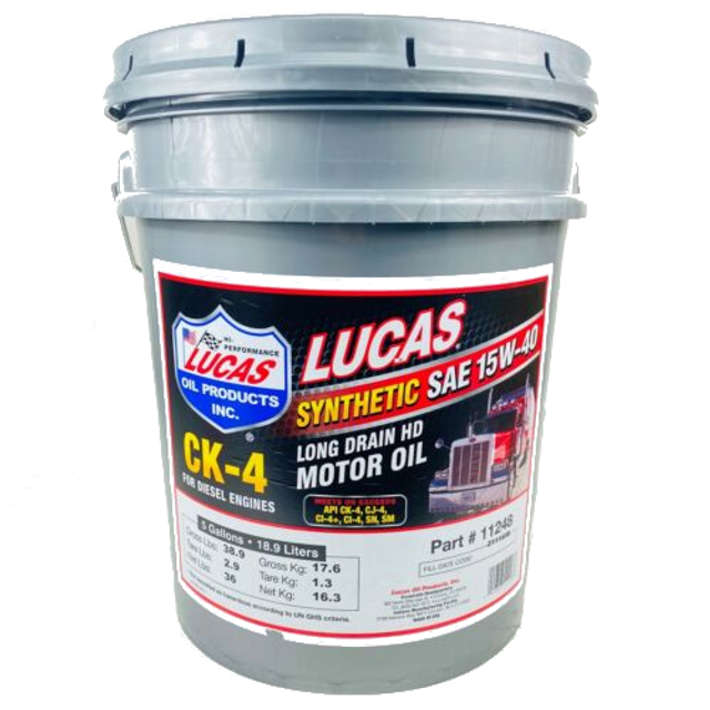 Lucas Oil 11248 SAE 15W-40 CK-4 Diesel Oil - 5 Gallon Pail Lucas Oil 11248 SAE 15W-40 CK-4 Diesel Oil - 5 Gallon Pail