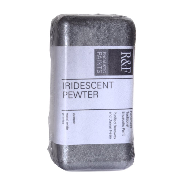 R & F HANDMADE PAINTS, INC. 1083 R & F Handmade Paints Encaustic Paint Cake, 40 mL, Iridescent Pewter
