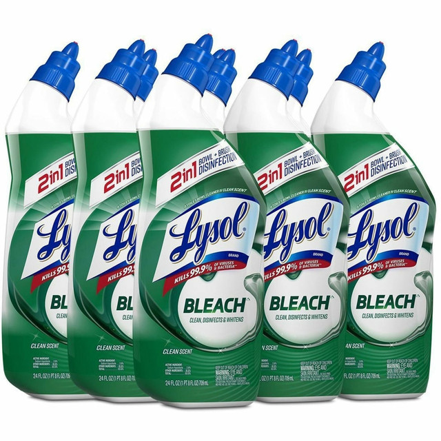 RECKITT BENCKISER Lysol 98014CT  Bleach Toilet Bowl Cleaner - 24 fl oz (0.8 quart)Bottle - 9 / Carton - Blue