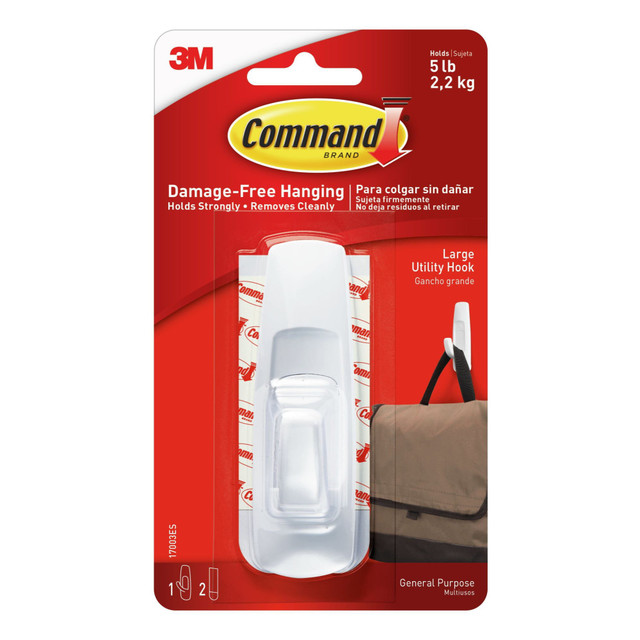 3M CO 17003 Command Large Hooks, 1 Hook, 2 White Adhesive Strips, Damage Free Hanging Picture Hangers, No Tools Wall Hanging Strips For Living Spaces